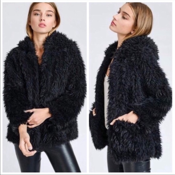 Black Faux Fur Hooded Coat - Picture 6 of 7
